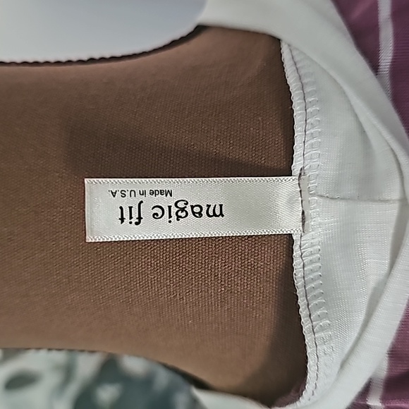 MAGIC FIT - mauve striped cardigan size small - Picture 4 of 5